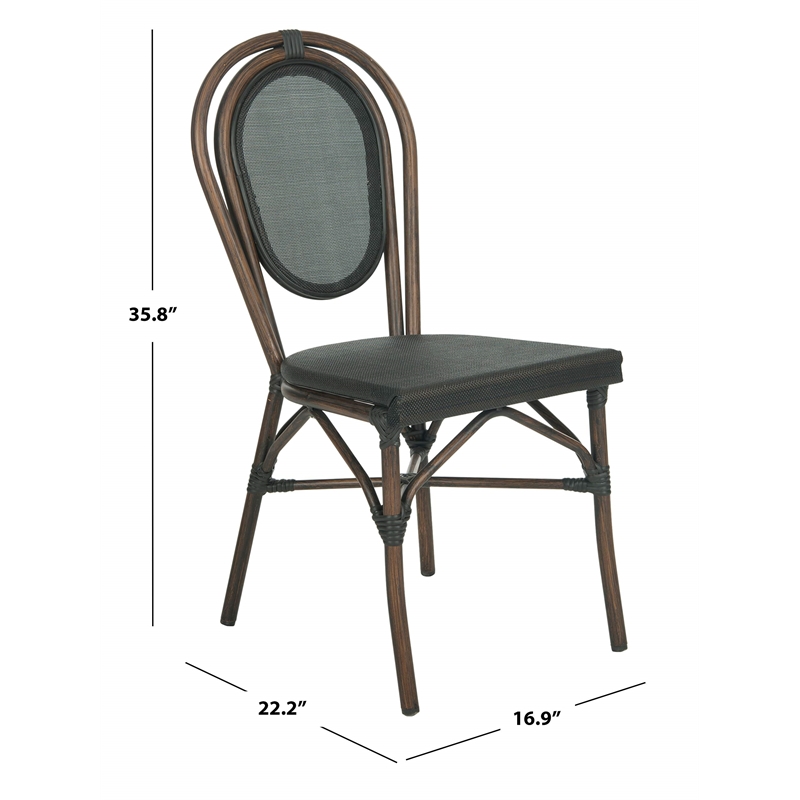 Safavieh Ebsen Patio Dining Side Chair in Black (Set of 2)