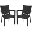Safavieh Kelda Wicker Patio Dining Side Chair in Black (Set of 2)