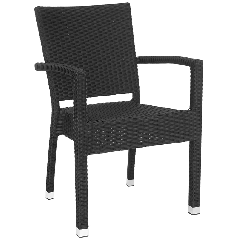 Safavieh Kelda Wicker Patio Dining Side Chair in Black (Set of 2)