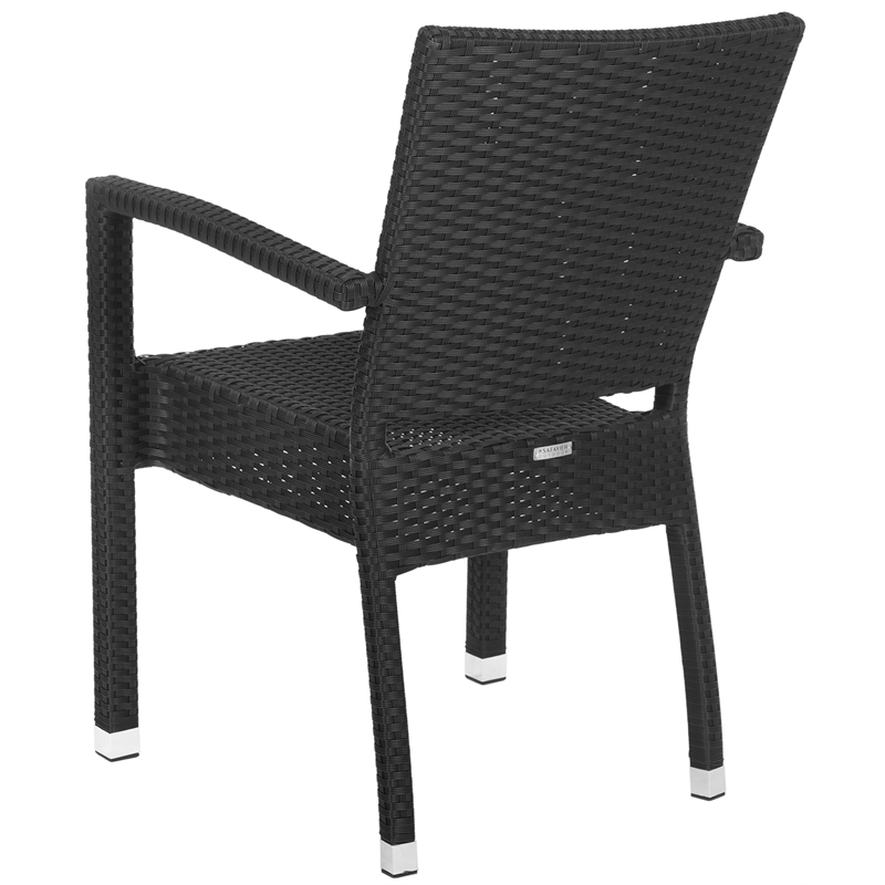 Safavieh Kelda Wicker Patio Dining Side Chair in Black (Set of 2)