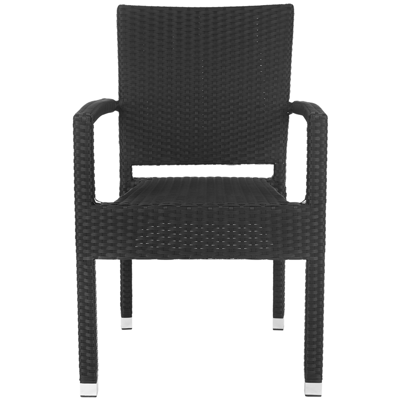 Safavieh Kelda Wicker Patio Dining Side Chair in Black (Set of 2)
