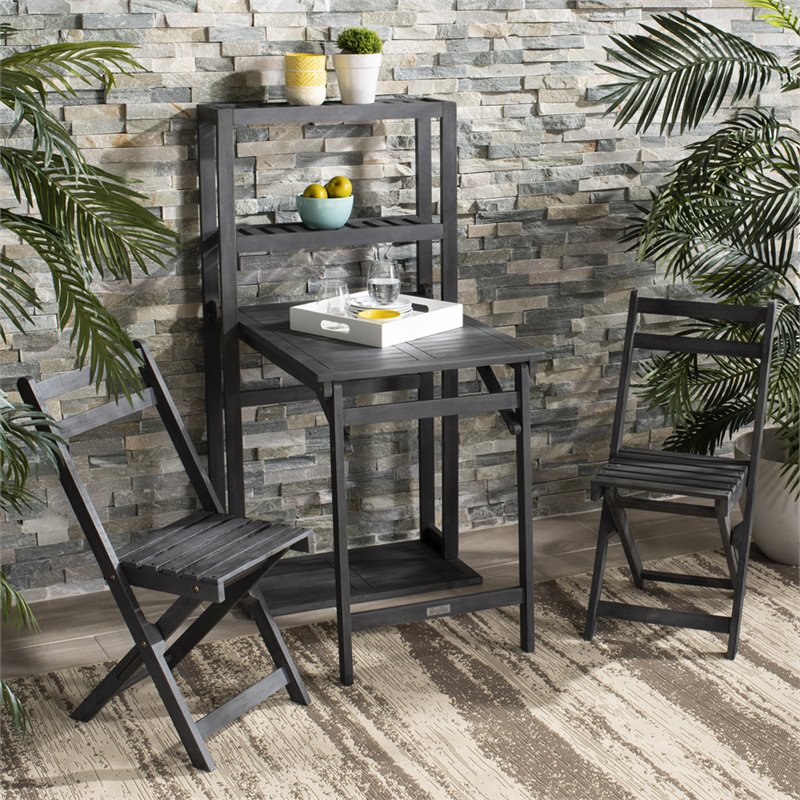 Safavieh Griffen 3 Piece Patio Dining Cabinet Set in Ash
