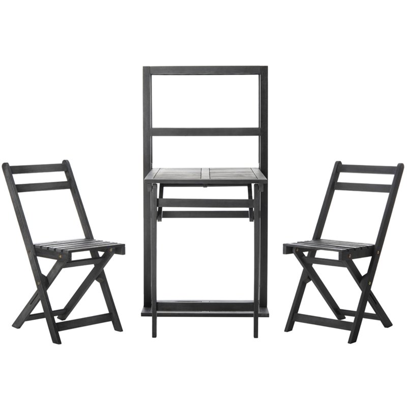 Safavieh Griffen 3 Piece Patio Dining Cabinet Set in Ash