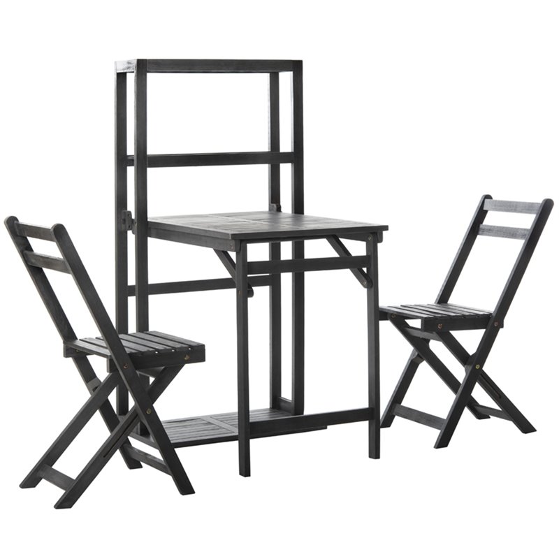 Safavieh Griffen 3 Piece Patio Dining Cabinet Set in Ash