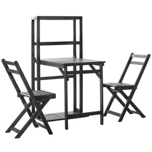 Safavieh Griffen 3 Piece Patio Dining Cabinet Set in Ash