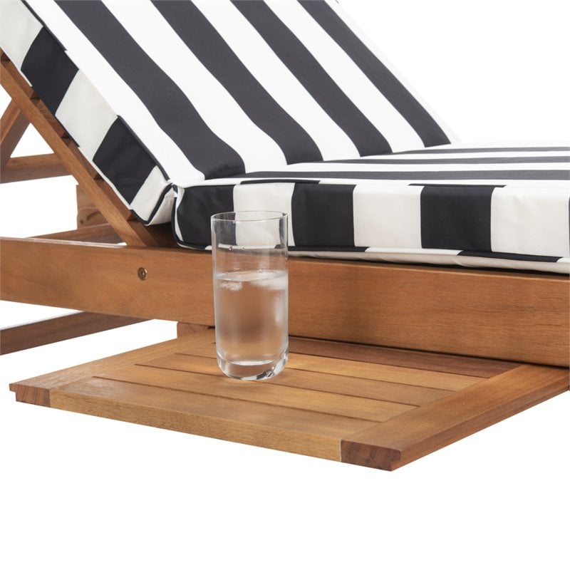 Safavieh Newport Mobile Patio Chaise Lounge in Black and White