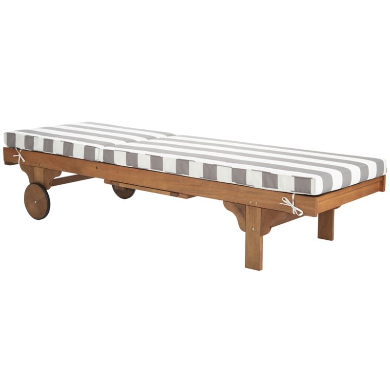 Safavieh Newport Mobile Patio Chaise Lounge in Gray and White