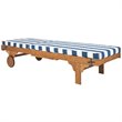 Safavieh Newport Mobile Patio Chaise Lounge in Navy and White