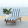 Safavieh Newport Mobile Patio Chaise Lounge in Navy and White