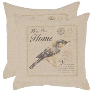 Safavieh 22&quot x 22&quot Throw Pillow in Beige (Set of 2)