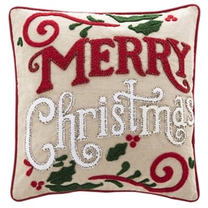 Safavieh Christmas 18&quot x 18&quot Throw Pillow in Beige and Red