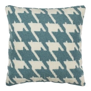 Safavieh Hanne Houndstooth 20&quot x 20&quot Throw Pillow in Blue and Cream