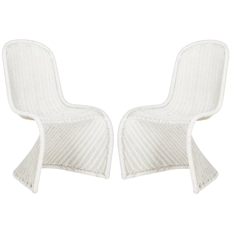 Safavieh Tana Wicker Dining Side Chair in White (Set of 2)