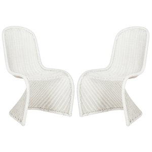 Safavieh Tana Wicker Dining Side Chair in White (Set of 2)