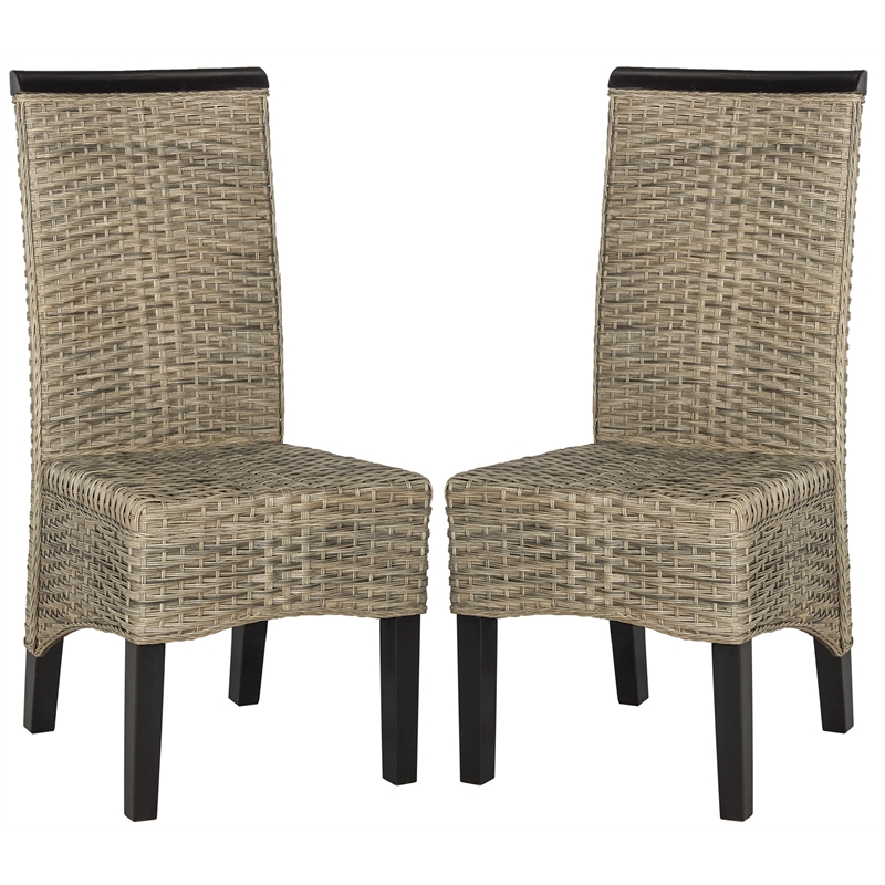 Safavieh Ilya Wicker Dining Side Chair in Brown (Set of 2)