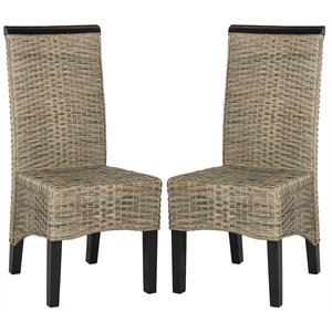Safavieh Ilya Wicker Dining Side Chair in Brown (Set of 2)