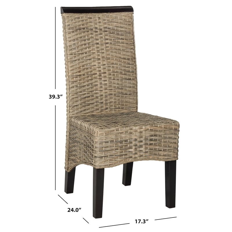 Safavieh Ilya Wicker Dining Side Chair in Brown (Set of 2)