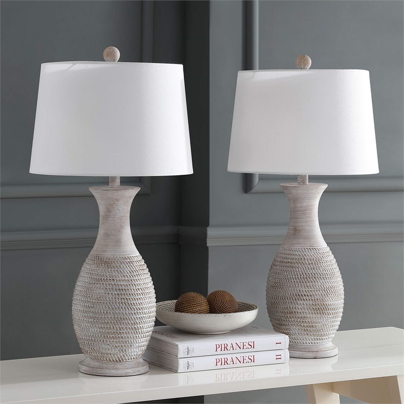Safavieh Bentlee Table Lamp in Gray and Off White (Set of 2)