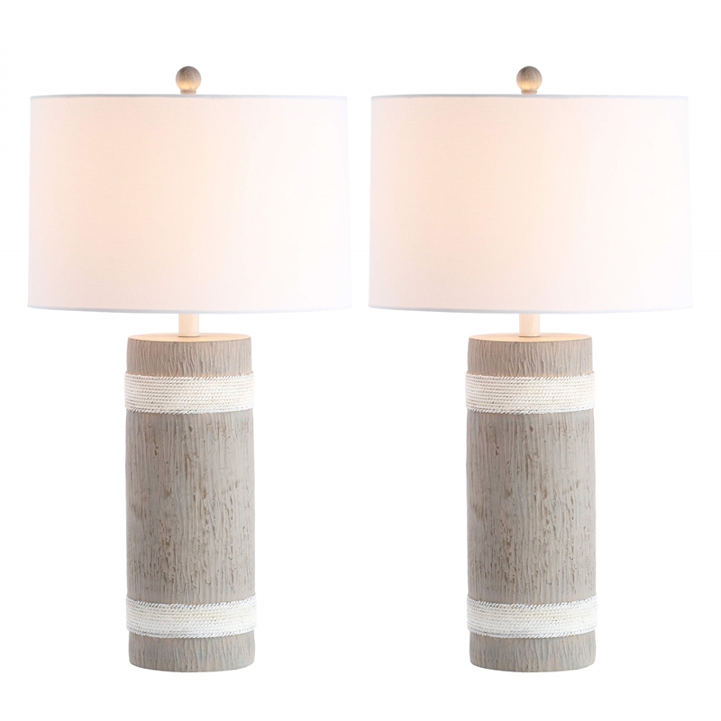Safavieh Brixton Table Lamp in Brown and White (Set of 2)