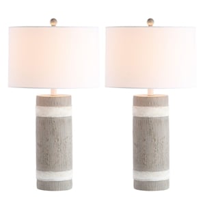 Safavieh Brixton Table Lamp in Brown and White (Set of 2)