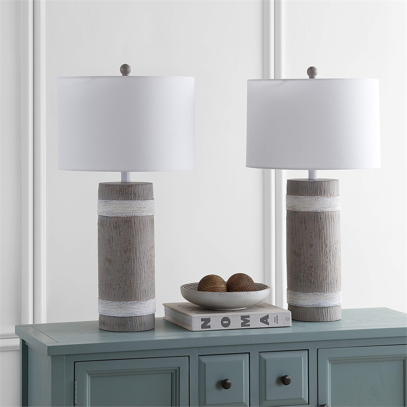 Safavieh Brixton Table Lamp in Brown and White (Set of 2)
