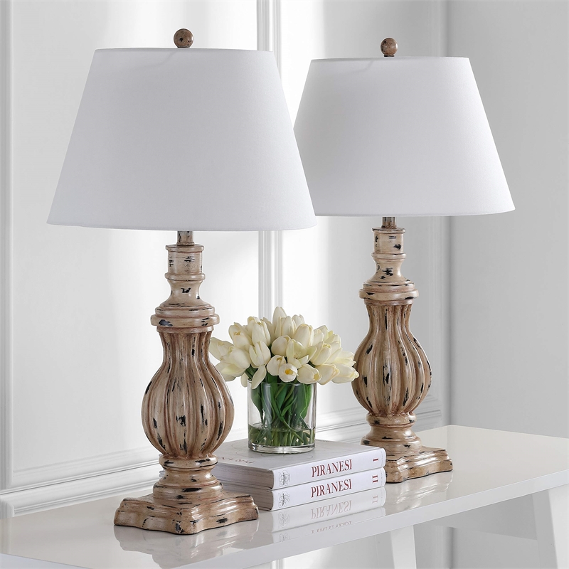 Safavieh Tanner Table Lamp in Brown and Off White (Set of 2)