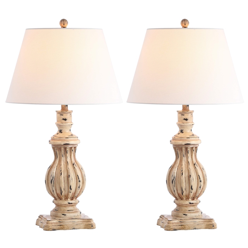Safavieh Tanner Table Lamp in Brown and Off White (Set of 2)
