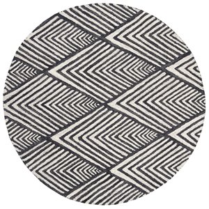 Safavieh Micro-Loop 5' Round Hand Tufted Wool Rug in Charcoal