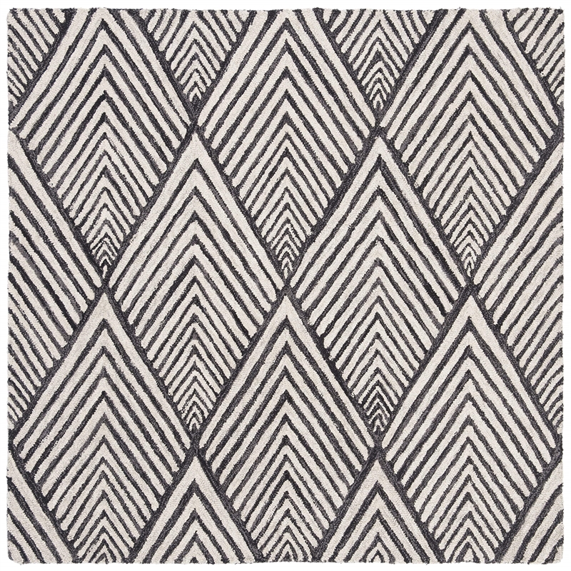 Safavieh Micro-Loop 5' Square Hand Tufted Wool Rug in Charcoal