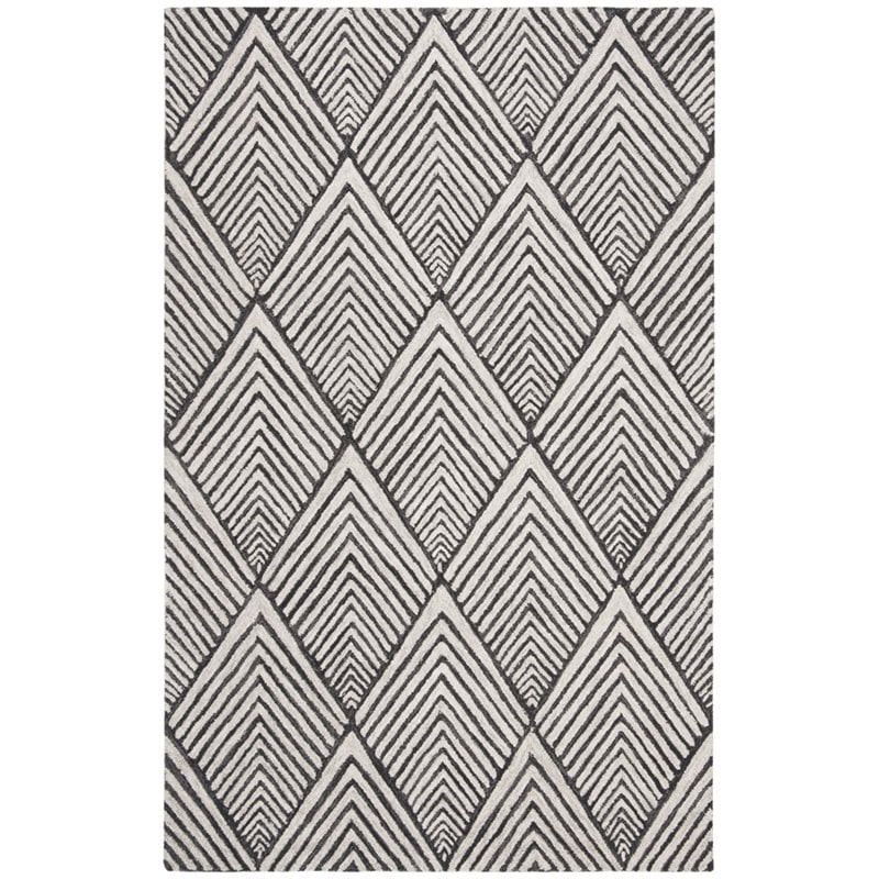 Safavieh Micro-Loop 8' x 10' Hand Tufted Wool Rug in Charcoal