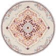 Safavieh Micro-Loop 5' Round Hand Tufted Wool Rug in Beige and Orange