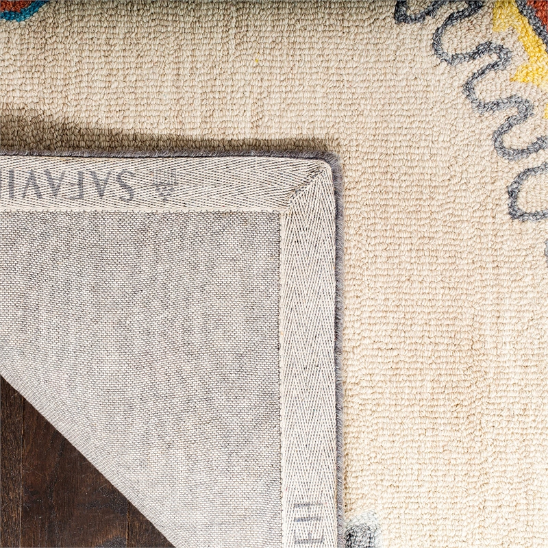 Safavieh Micro-Loop 5' Square Hand Tufted Wool Rug in Beige and Orange