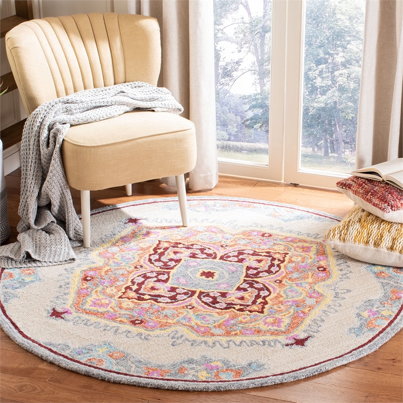 Safavieh Micro-Loop 8' x 10' Hand Tufted Wool Rug in Beige and Orange