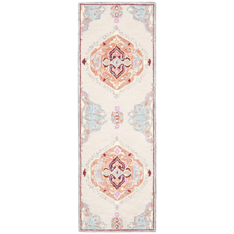Safavieh Micro-Loop 8' x 10' Hand Tufted Wool Rug in Beige and Orange
