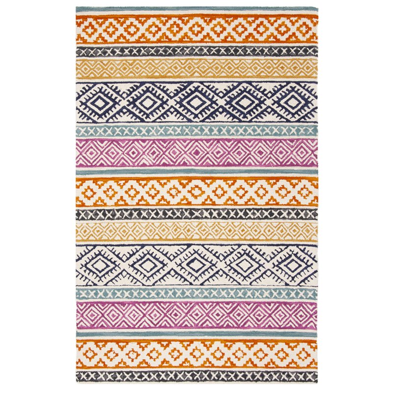 Safavieh Micro-Loop 8' x 10' Hand Tufted Wool Rug in Ivory and Rust