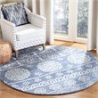Safavieh Micro-Loop 5' Round Hand Tufted Wool Rug in Blue and Ivory