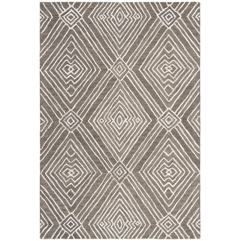 Safavieh Micro-Loop 4' x 6' Hand Tufted Wool Rug in Gray and Ivory
