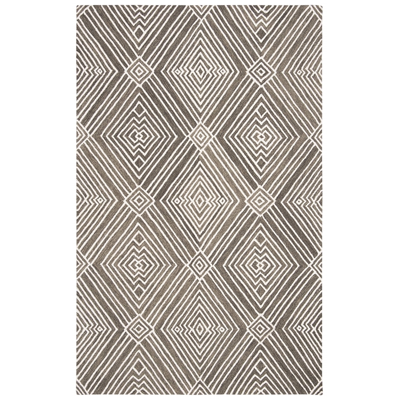 Safavieh Micro-Loop 5' x 8' Hand Tufted Wool Rug in Gray and Ivory