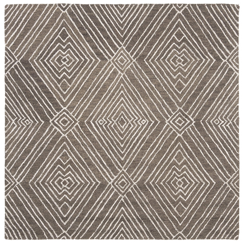 Safavieh Micro-Loop 5' Square Hand Tufted Wool Rug in Dark Gray
