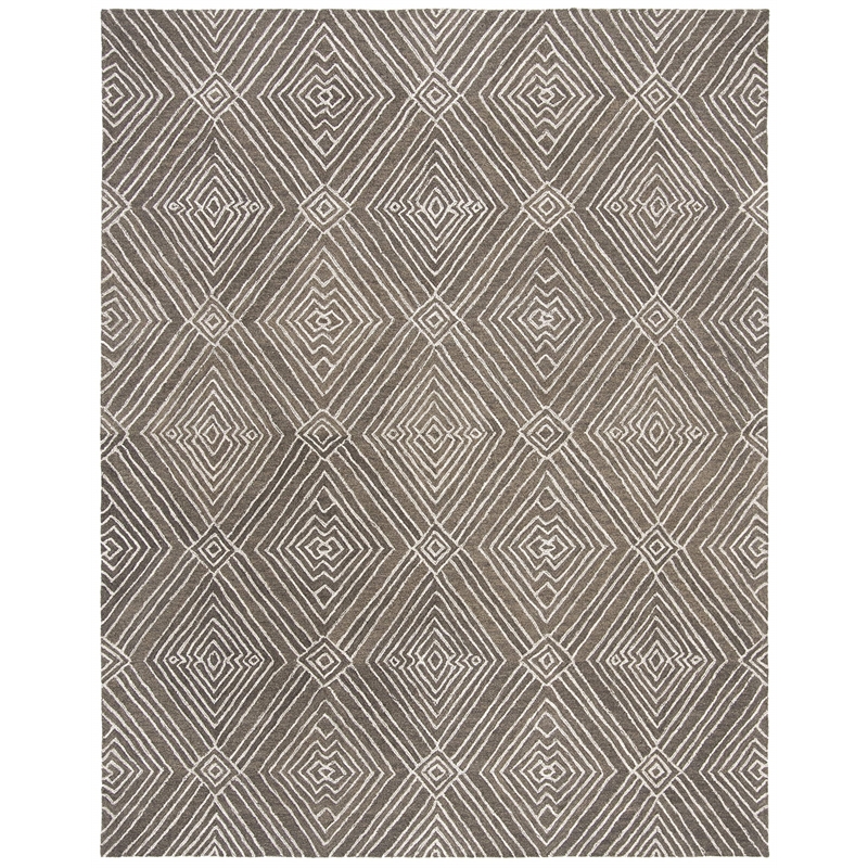 Safavieh Micro-Loop 8' x 10' Hand Tufted Wool Rug in Dark Gray