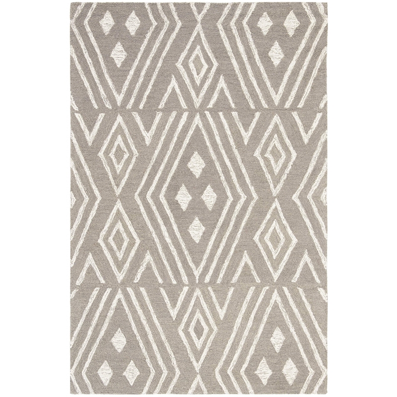 Safavieh Micro-Loop 4' x 6' Hand Tufted Wool Rug in Gray and Ivory
