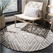 Safavieh Micro-Loop 5' Round Hand Tufted Wool Rug in Gray and Ivory