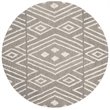 Safavieh Micro-Loop 5' Round Hand Tufted Wool Rug in Gray and Ivory