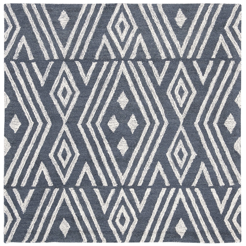 Safavieh Micro-Loop 5' Square Hand Tufted Wool Rug in Blue