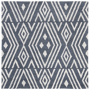 Safavieh Micro-Loop 5' Square Hand Tufted Wool Rug in Blue