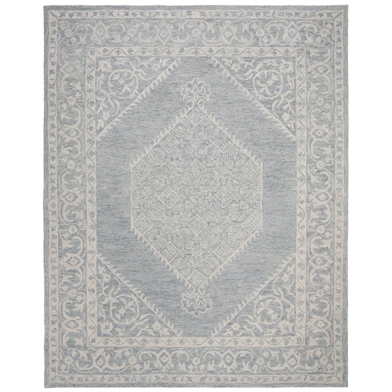 Safavieh Micro-Loop 8' x 10' Hand Tufted Wool Rug in Gray