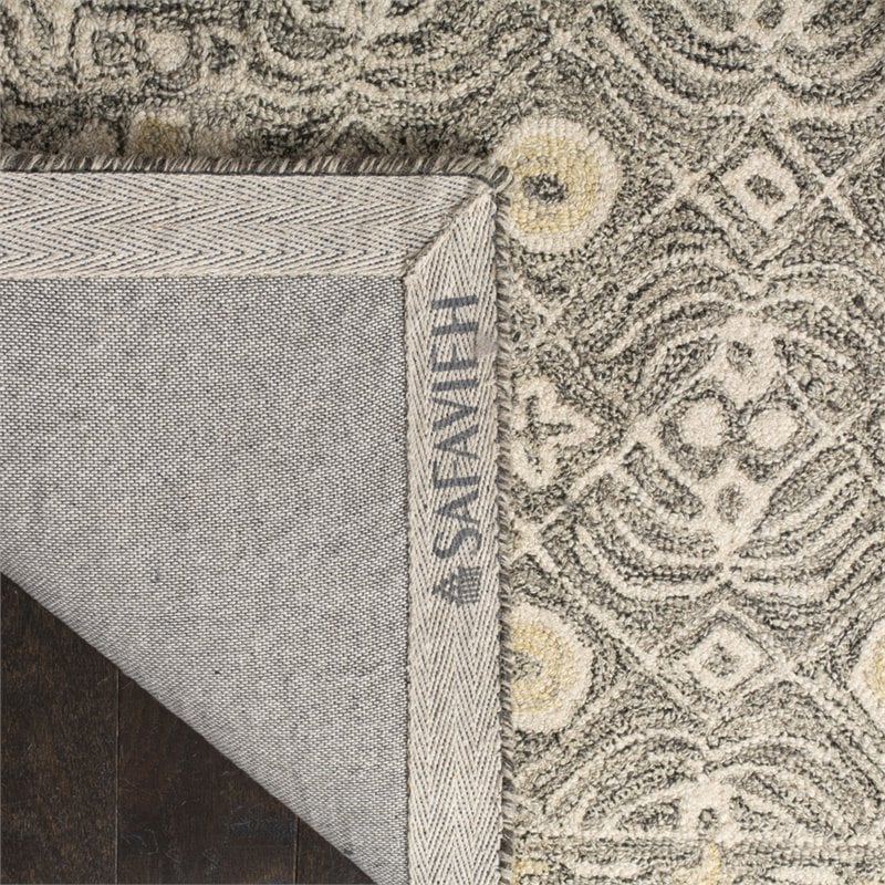 Safavieh Micro-Loop 4' x 6' Hand Tufted Wool Rug in Charcoal and Ivory