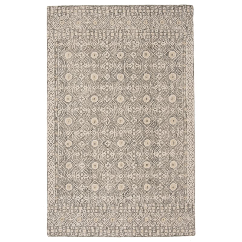 Safavieh Micro-Loop 5' x 8' Hand Tufted Wool Rug in Charcoal and Ivory