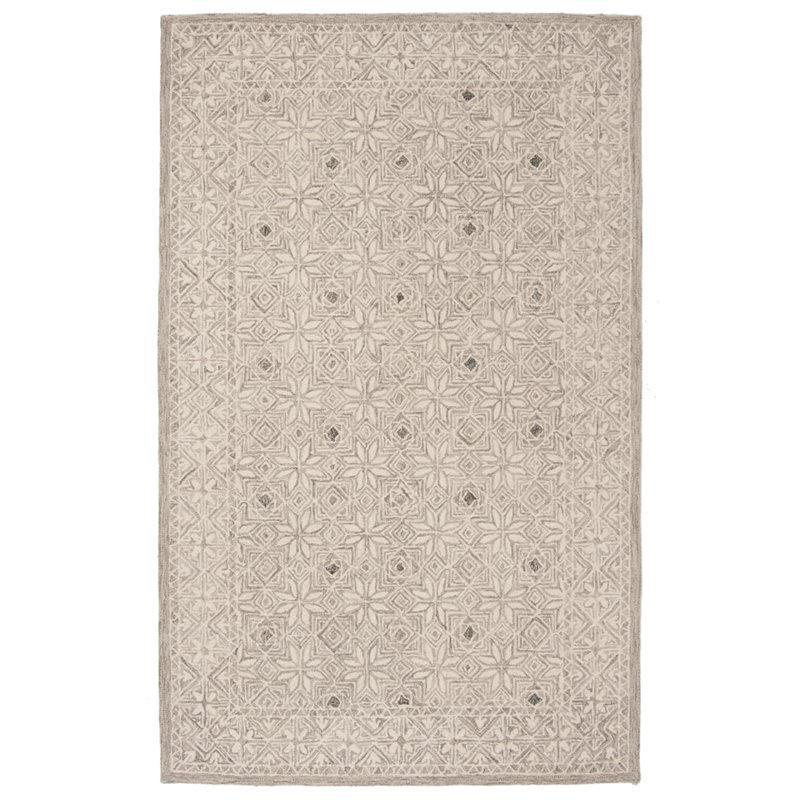 Safavieh Micro-Loop 4' x 6' Hand Tufted Wool Rug in Silver and Ivory