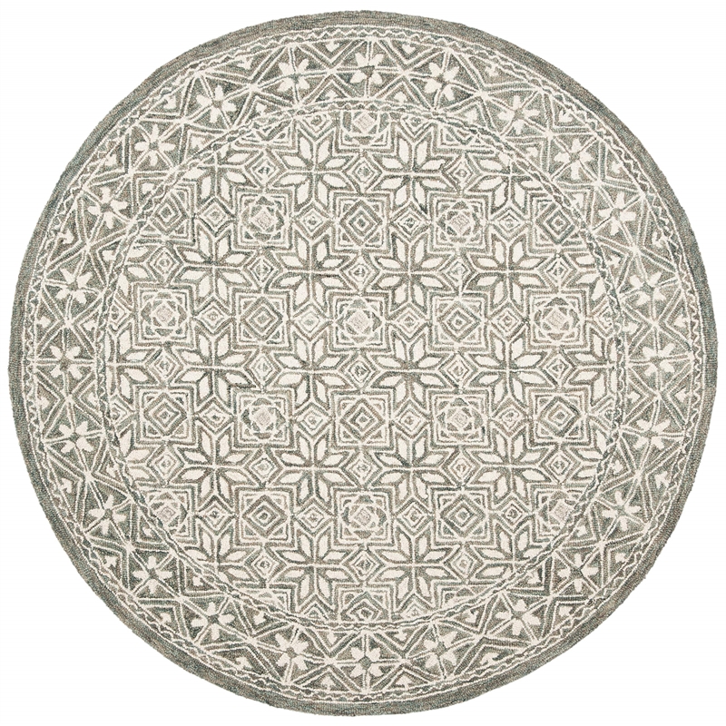 Safavieh Micro-Loop 5' x 8' Hand Tufted Wool Rug in Silver and Ivory